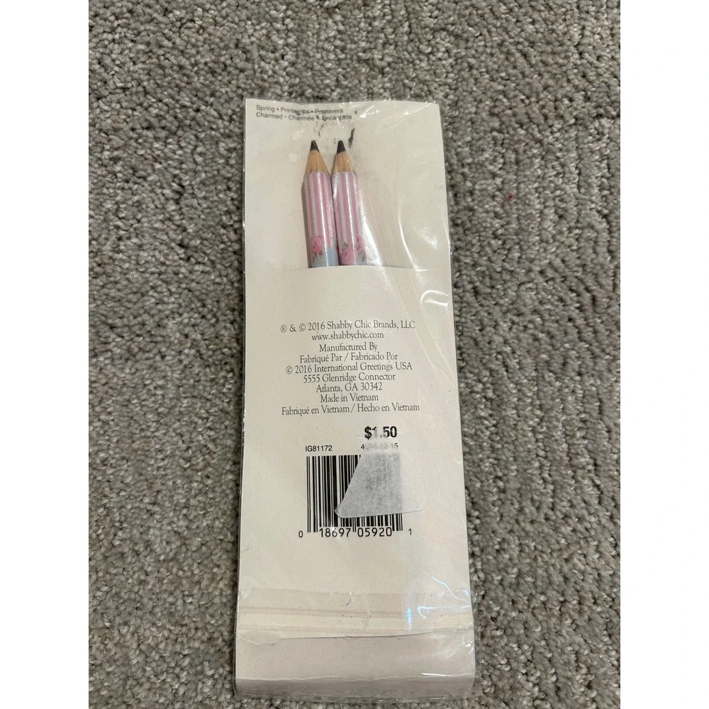 Treasures Shabby‎ Chic Pencils Floral Stripes 2 pc Stationery Set NEW